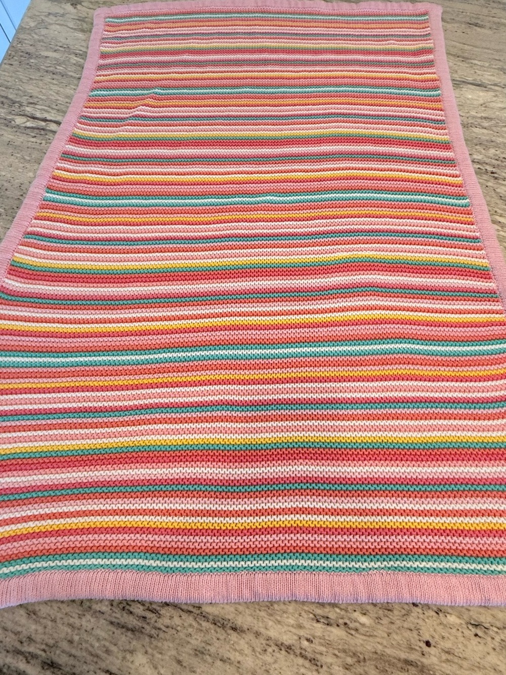 Silver cloud baby girl Pastel Pink Striped Knit Blanket